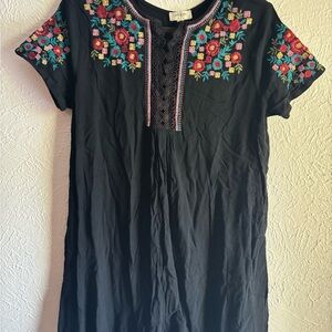 Umgee Black Tunic with Colorful Embroidery